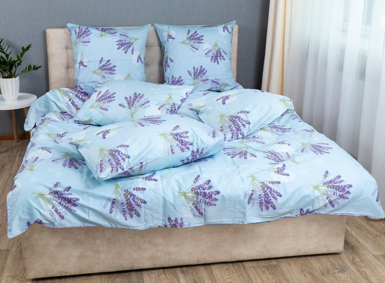 Двоспальний комплект з простирадлом на резинці 160х200х20 см. і наволочками 50х70 см., принт: Лаванда