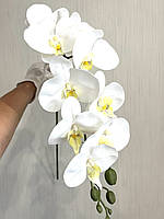 Штучна орхідея.Вітка декоративної орхідеї.Орхідея латексна (біла 95 см), фото 6
