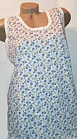 Сорочка майкой женская хлопковая ночная р 50/52 ХL/XXL белая с голубыми цветами
