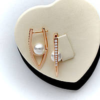 Сережки-стрілки з перлами та білими кристалами Xuping M&L.