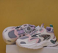 Кросівки для дівчаток різнобарвні (білий, рожевий і фіолетовий) 32-37, з поворотною кнопкою