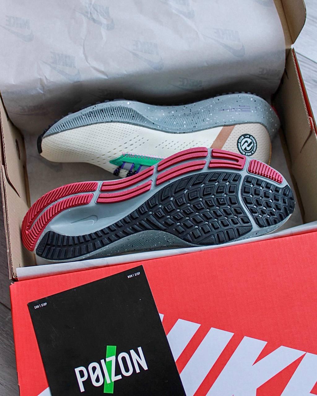 Кросівки чоловічі Nike Air Zoom Pegasus 38 Running Club Beige Smoke Grey Green DO2337-100, фото 1