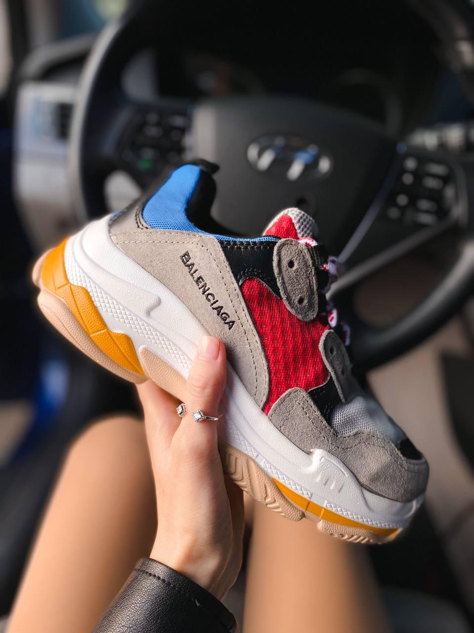 Жіночі кросівки Balenciaga Triple S Trainers Gray/Red/Blue 483513W06E34365, фото 1
