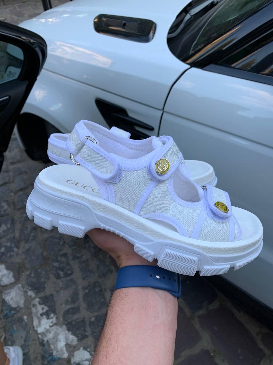 Жіночі сандалії Gucci Leather and Mesh Sandal White