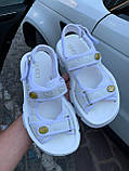 Жіночі сандалії Gucci Leather and Mesh Sandal White, фото 3