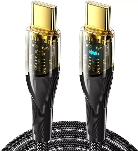 Кабель зарядный ESSAGER USB Type-C to USB Type-C Interstellar Transparent 100W 5A 0.3 м Black (EXCTT1-XJB01-P)