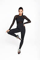 Спортивная женская кофта рашгард Designed for Fitness Crazy Basic Black L черный прозрачный SM, код: 6627669