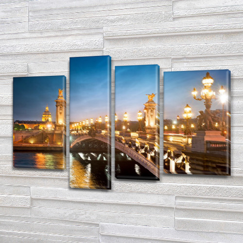 Модульна картина Ліхтарі на мосту, на ПВХ тканини, 65x85 см, (40x20-2/65х18/50x18)