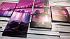 Модульна триптих картина Фіолетове небо над мостом, на ПВХ тканини, 65x80 см, (25x18-2/55х18-2), фото 2