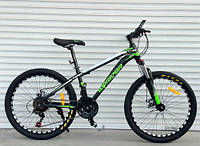 Велосипед TopRider-611 24" горный, рама 14", зеленый + крылья в подарок!