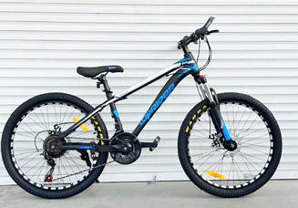 Велосипед TopRider-611 24" гірський, рама 14", синій + крила в подарунок!
