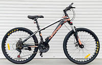Велосипед TopRider-611 24" горный, рама 14", оранжевый + крылья в подарок!