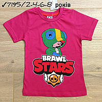 Футболка дитяча для хлопчиків -Brawl Stars-Leon - бордового кольору 2-4-6-8 років