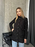 Демисезонная удлиненная женская куртка черная, стильные женские куртки на весну, курточка 50/52