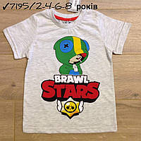 Футболка дитяча для хлопчиків -Brawl Stars-Leon - сірого кольору 2-4-6-8 років