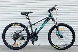 Велосипед TopRider-611 24" гірський, рама 14", бірюзовий + крила в подарунок!