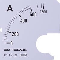 Шкала для щитового амперметра АС 600А 72х72мм e.meter72.a600.scale