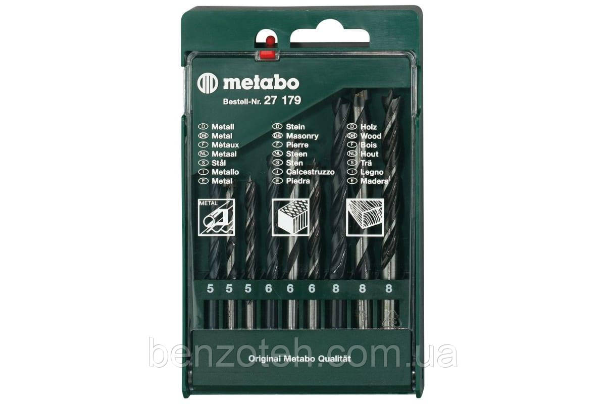 Набір свердл metabo по бетону, дерево, метал 9 штук