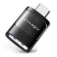 Адаптер переходник OTG ESSAGER USB Female to Type-C Male Black (EZJAC-XL01)