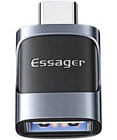 Адаптер переходник OTG ESSAGER USB Female to Type-C Male Blue (EZJAC-XL03)