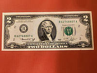 Банкнота номіналом два 2 доллара США однією купюрою 1976 року купюра доллар валюта