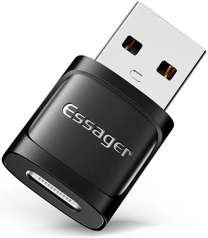 Адаптер перехідник OTG ESSAGER USB Male to Type-C Female Black (EZJCA-XL01)