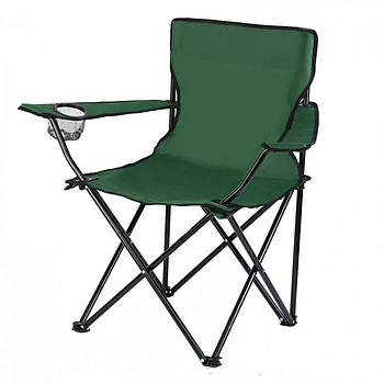 Стілець-крісло розкладне з підлокітниками та системою Павук для риболовлі та пікніка 80 х 50 х 50 см HX001 Зелений