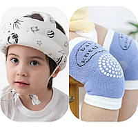 Для защиты головы при падении шлем детский ноу шок с завязками + наколенники