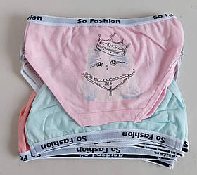 Трусики дитячі «Котик» з широкою гумкою для дівчинки 3-5 років (10 шт)