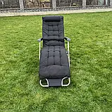 Шезлонг садовий до 125кг + МАТРАЦ CT-SF02-BK ЧОРНИЙ Розкладне крісло Лежак, фото 4
