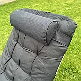 Шезлонг садовий до 125кг + МАТРАЦ CT-SF02-BK ЧОРНИЙ Розкладне крісло Лежак, фото 7