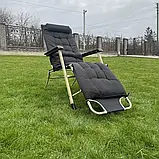 Шезлонг садовий до 125кг + МАТРАЦ CT-SF02-BK ЧОРНИЙ Розкладне крісло Лежак, фото 5
