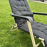 Шезлонг садовий до 125кг + МАТРАЦ CT-SF02-BK ЧОРНИЙ Розкладне крісло Лежак, фото 6