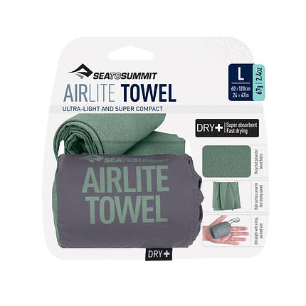Рушник з мікрофібри Sea To Summit AirLite Towel L, 120x60 см (Sage), фото 1