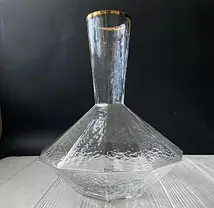 Декантер для вина із золотою облямівкою "Прозорий трайангел", 2200мл, фото 5