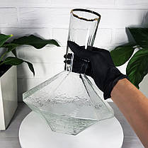 Декантер для вина із золотою облямівкою "Прозорий трайангел", 2200мл, фото 3