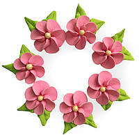 Сахарное украшение для торта весенние цветы розовые (7 шт)