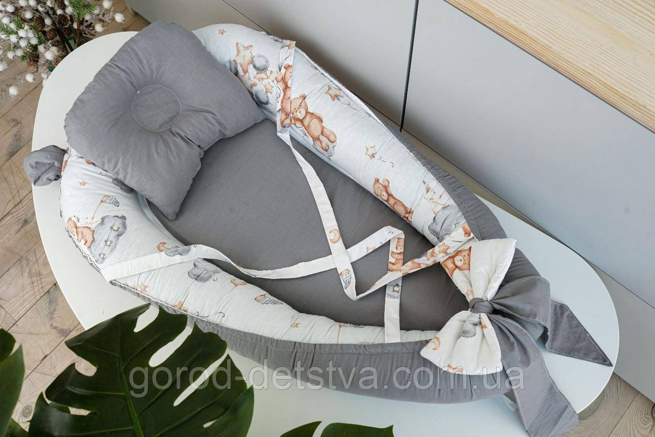 Дитячий позіционер з ортопедичною подушкою для новонародженого дитячий кокон гніздечко для сну