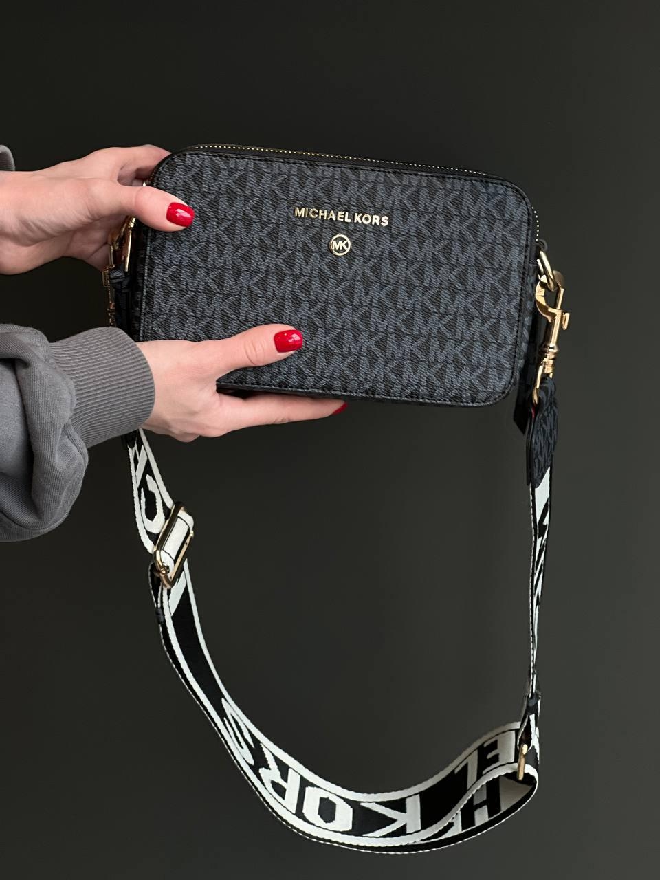 Жіноча сумка Michael Kors The Snapshot Bag Dark Blue Кросбоді еко шкіра синя на 2 відділення Майкл Корс