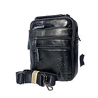 Мужская сумка через плечо натуральная кожа Dr.Bond G18112 один отдел,карман на обороте размер:23*18*8см черный