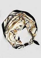 Дизайнерська шовкова хустка, біла магнолія "від бренда My scarf, подарунок жінці!