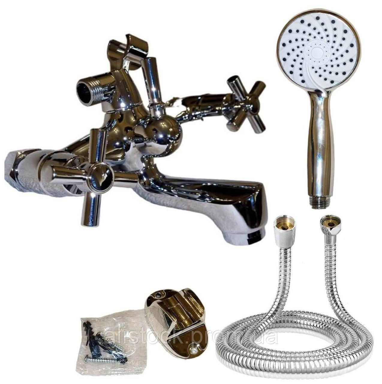 Смеситель-кран для ванны лейка 3 режима шланг 1,5 м Cross - фото 1 - id-p2140221721