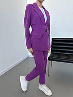 Костюм жіночий класичний піджак+брюки+ремінь+футболка, фото 3