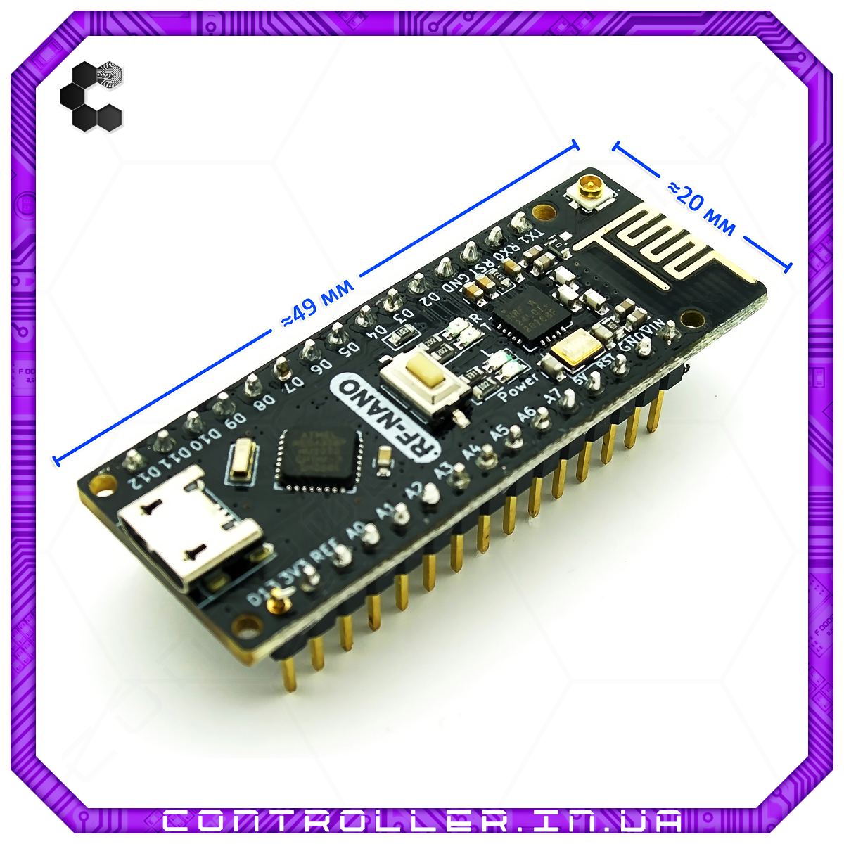 Мікроконтролер Arduino Nano 3.0 ATMega328 CH340 microUSB з NRF24l01 2,4G ніжки припаяні
