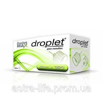 Голки для інсулінових шприц-ручок Droplet 4 mm*32G 10 шт/уп