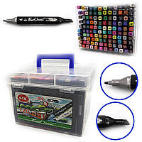 Набор скетч маркеров "TouchCool" скош+тонк, 120цв., пласт. чемодан, 120шт//