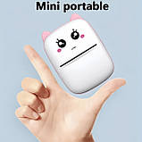 Дитячий міні принтер Mini Printer термопринтер дитячий Котик рожевий, фото 2