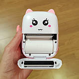Дитячий міні принтер Mini Printer термопринтер дитячий Котик рожевий, фото 9