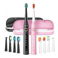 Електрична зубна щітка ультразвукова з 5 режимами чищення FAIRYWILL 507/2 чорна/рожева