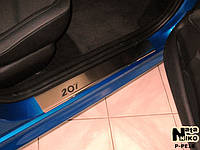 Накладки на пороги PEUGEOT 207 5D *2006-2012год (Пежо 207) премиум нержавейка комплект с логотипом 4шт